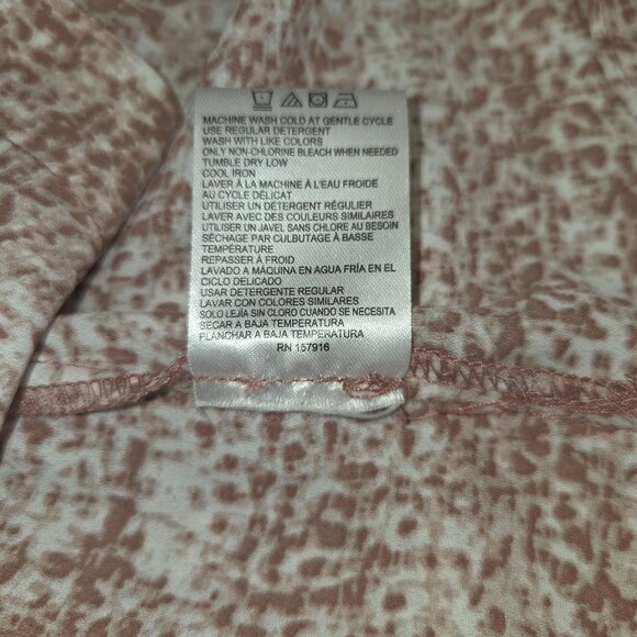 Halston Womens Button-Up Long Sleeve Blouse M Brown & Cream Animal Print 3935 - Picture 6 of 9
